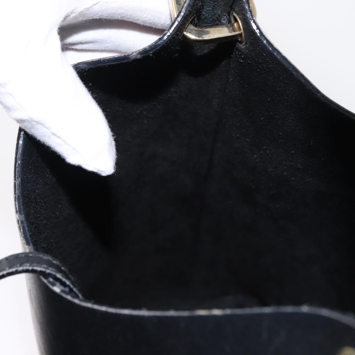 GUCCI Bamboo Shoulder Bag Leather Black Gold 001 1553 1880 Auth 154657