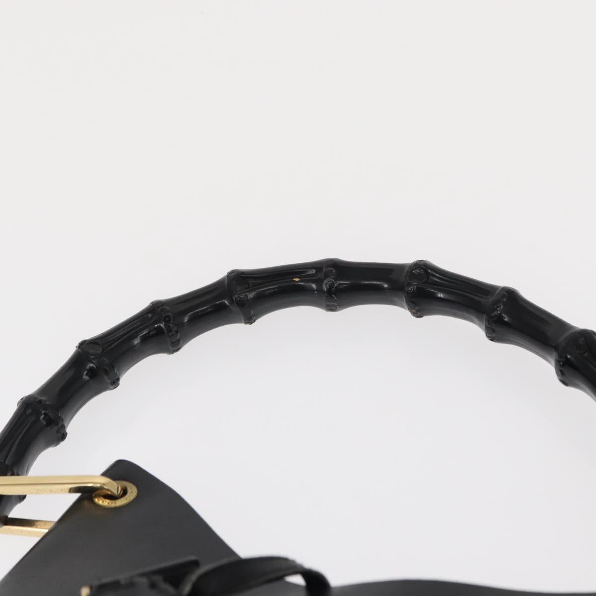 GUCCI Bamboo Shoulder Bag Leather Black Gold 001 1553 1880 Auth 154657