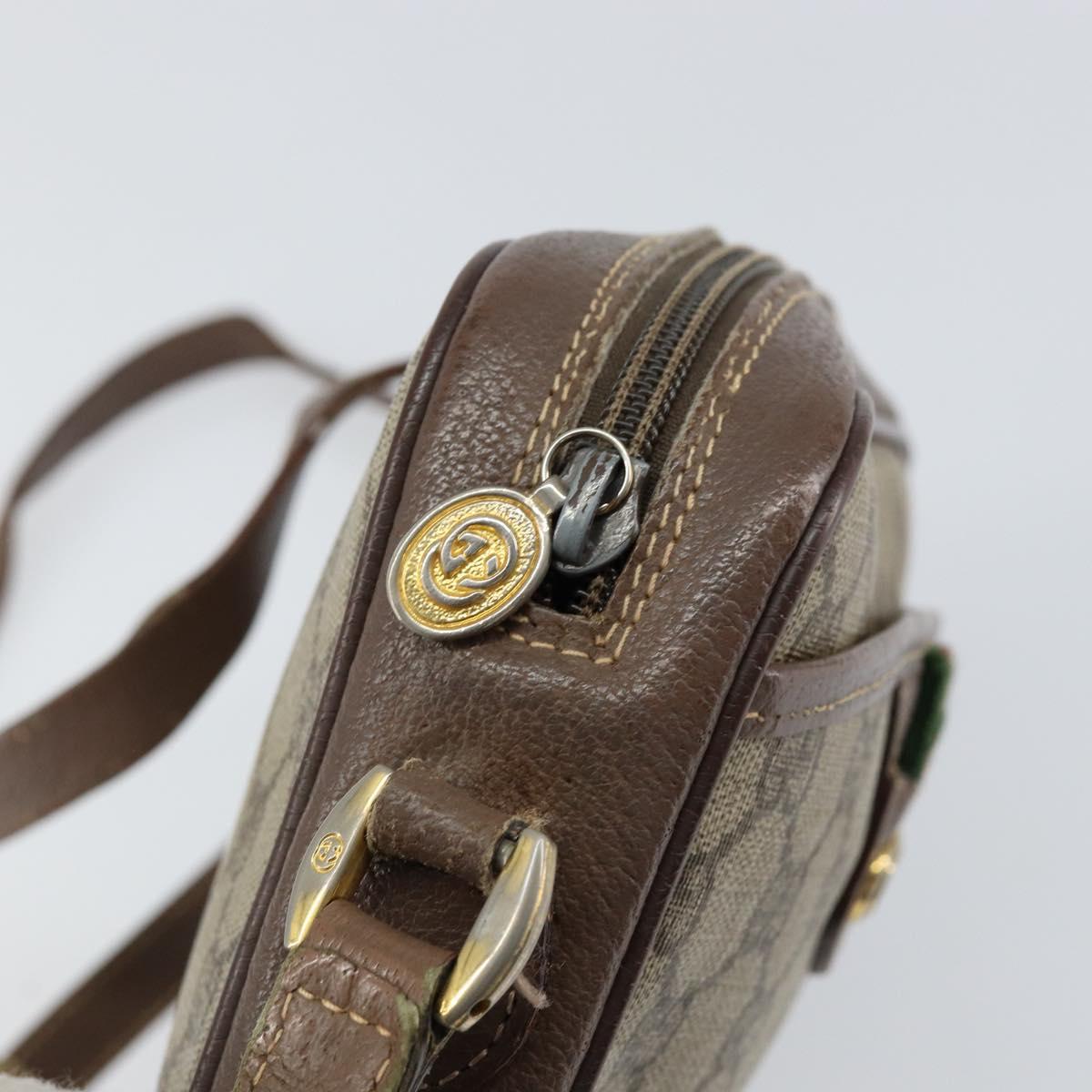 GUCCI GG Supreme Web Sherry Line Bag PVC Beige Gold 001 122 6594 Auth 154659