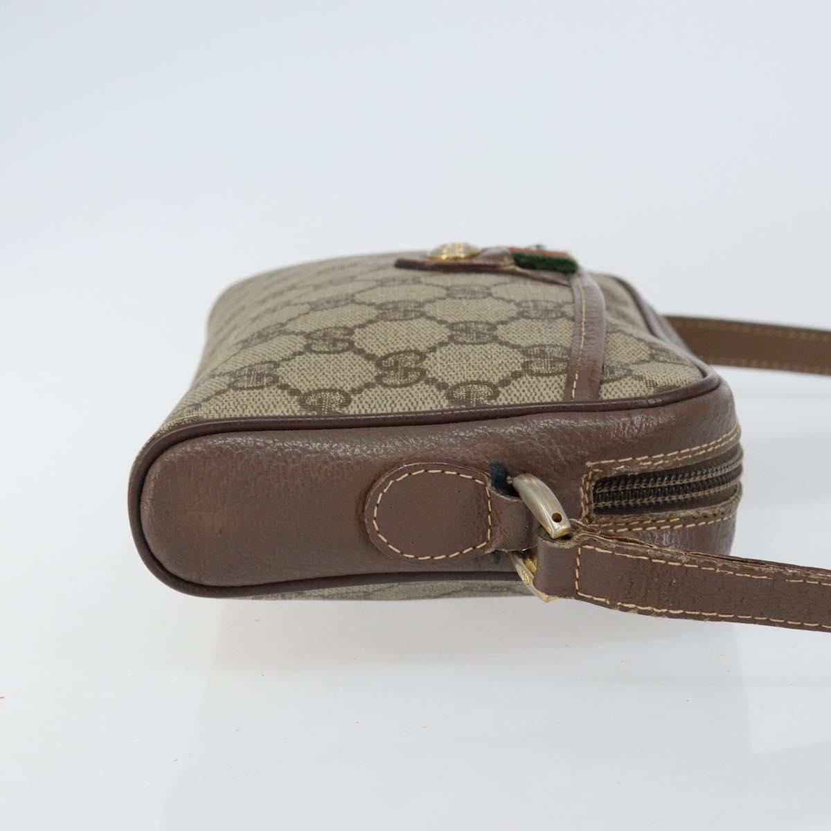 GUCCI GG Supreme Web Sherry Line Bag PVC Beige Gold 001 122 6594 Auth 154659