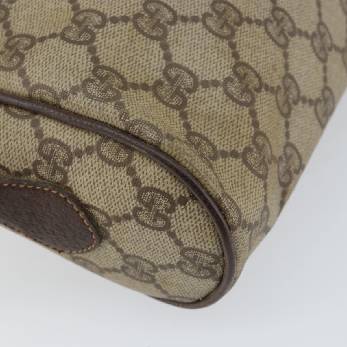 GUCCI GG Supreme Web Sherry Line Bag PVC Beige Gold 119 02 087 Auth 154660