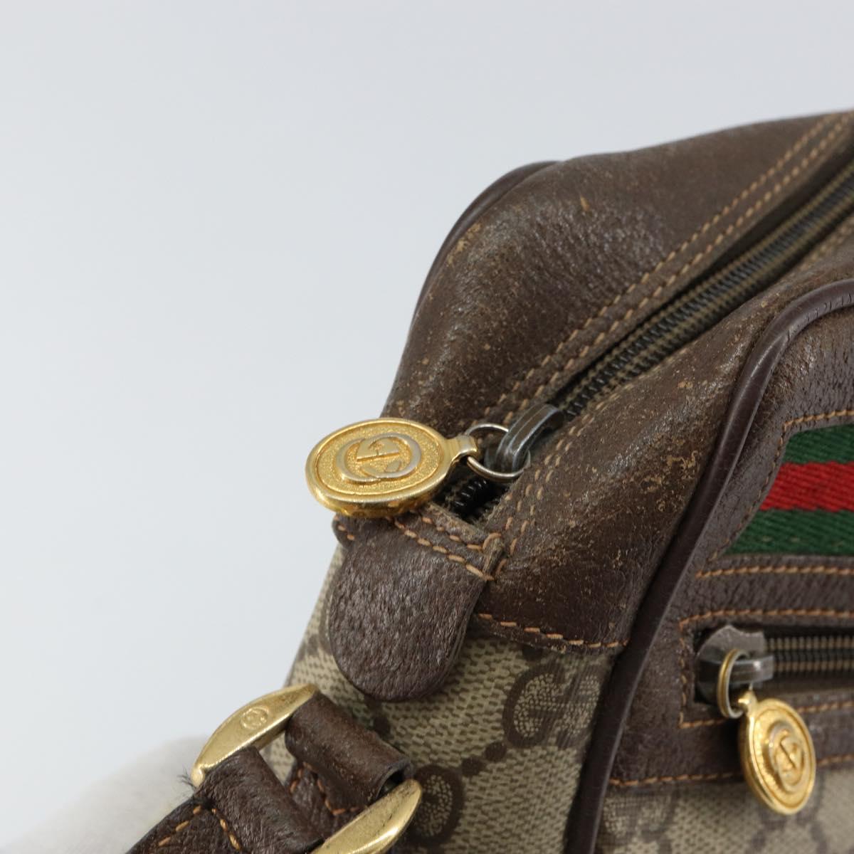 GUCCI GG Supreme Web Sherry Line Bag PVC Beige Gold 119 02 087 Auth 154660