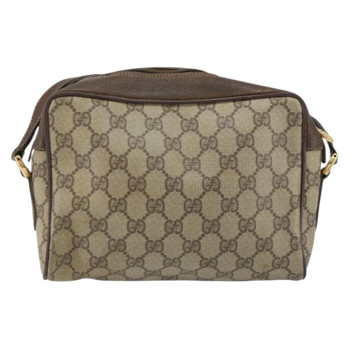 GUCCI GG Supreme Web Sherry Line Bag PVC Beige Gold 119 02 087 Auth 154660