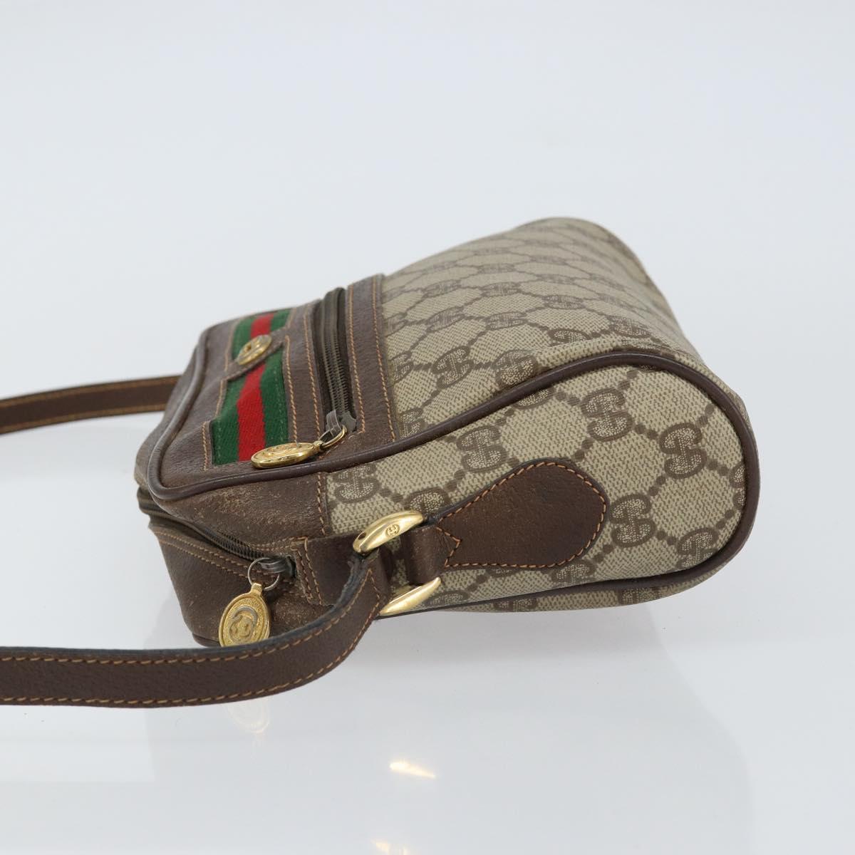 GUCCI GG Supreme Web Sherry Line Bag PVC Beige Gold 119 02 087 Auth 154660