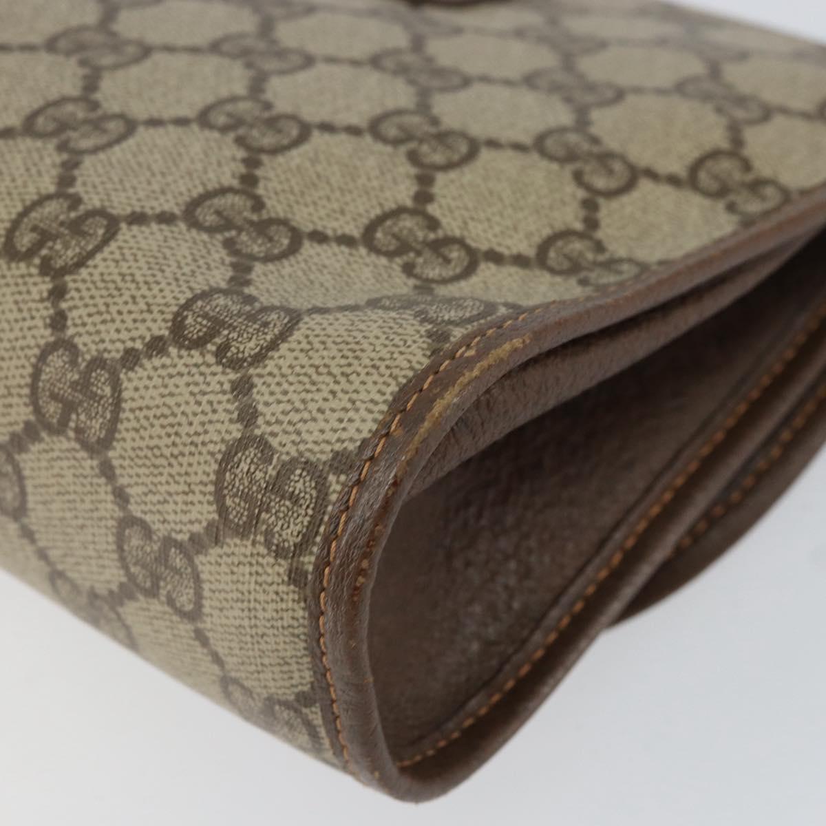 GUCCI GG Supreme Web Sherry Line Clutch Bag PVC Red Beige Auth 154661