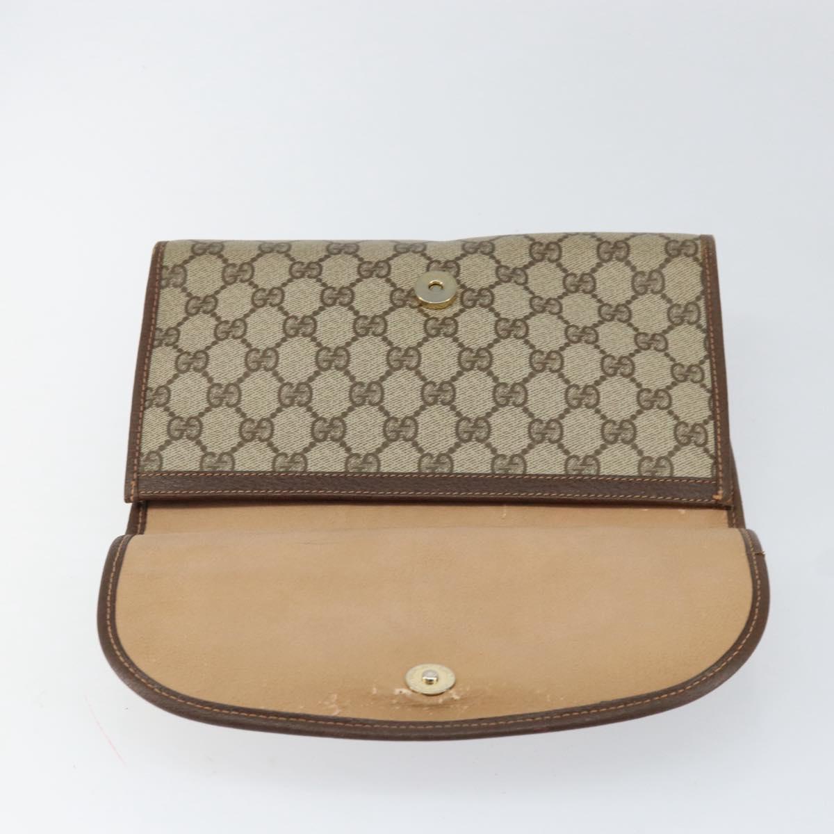 GUCCI GG Supreme Web Sherry Line Clutch Bag PVC Red Beige Auth 154661