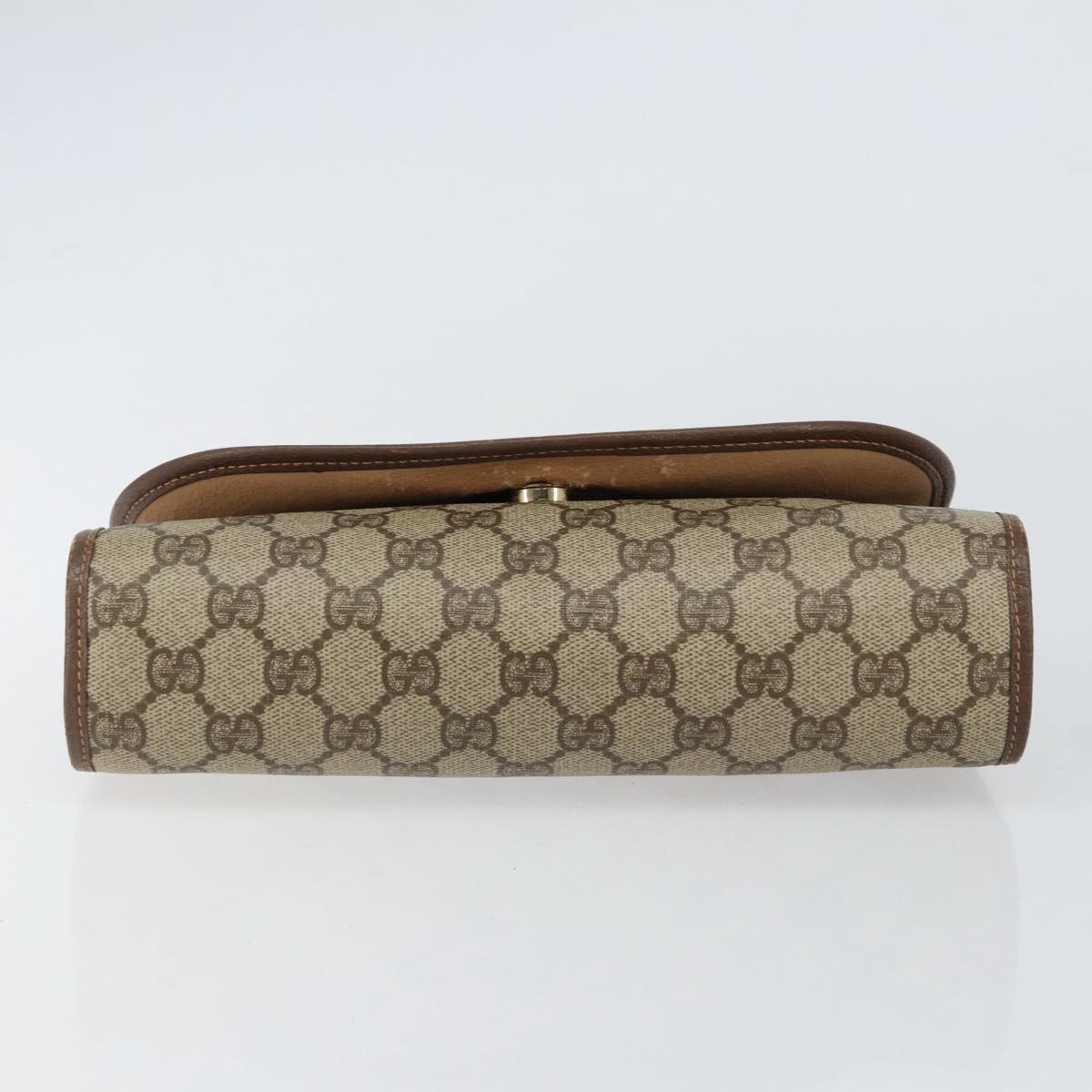 GUCCI GG Supreme Web Sherry Line Clutch Bag PVC Red Beige Auth 154661