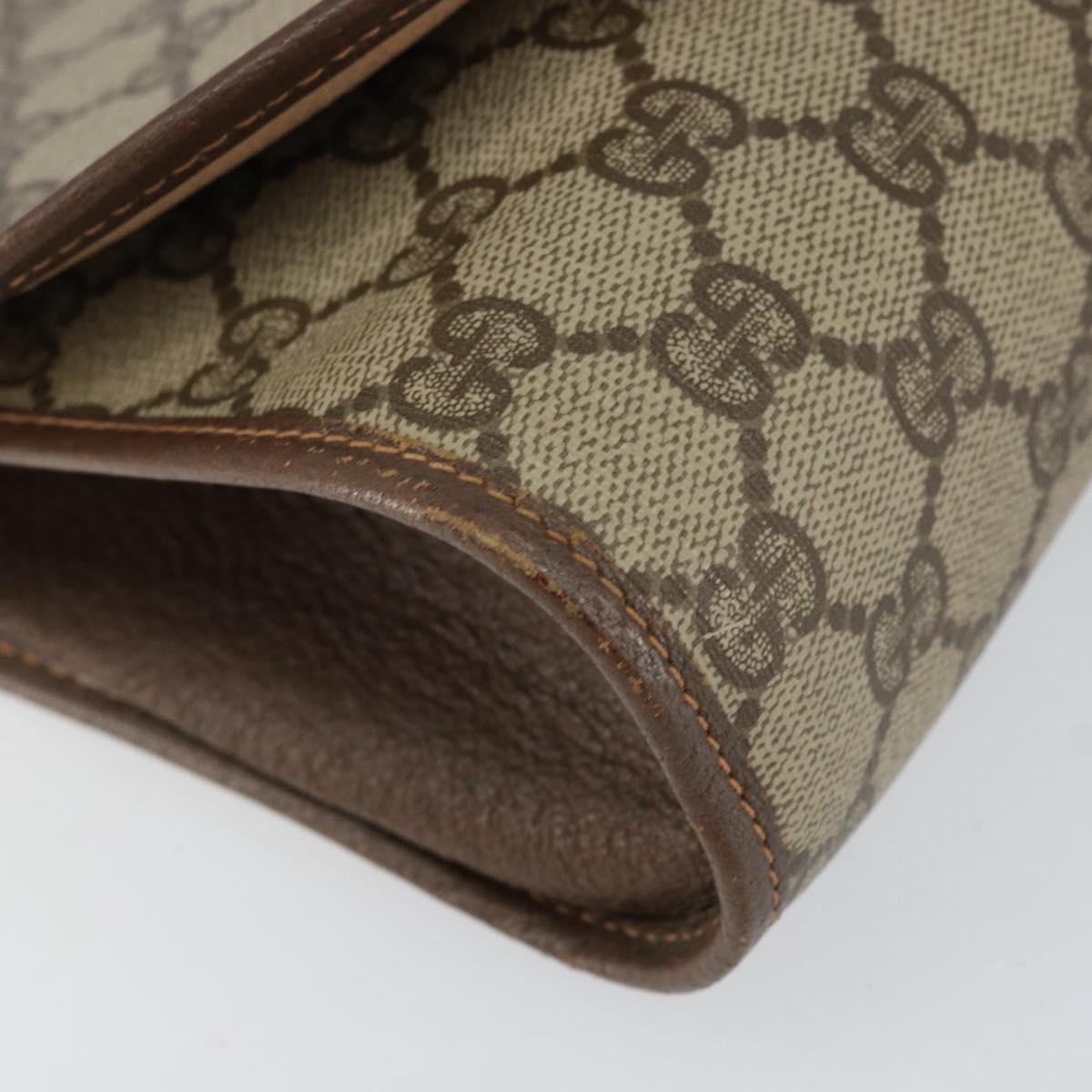 GUCCI GG Supreme Web Sherry Line Clutch Bag PVC Red Beige Auth 154661