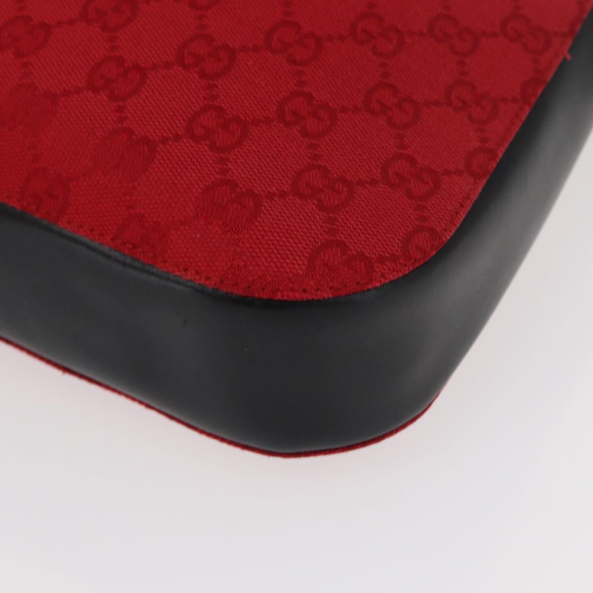 GUCCI GG Canvas Shoulder Bag Silver Red 001 3748 Auth 154662