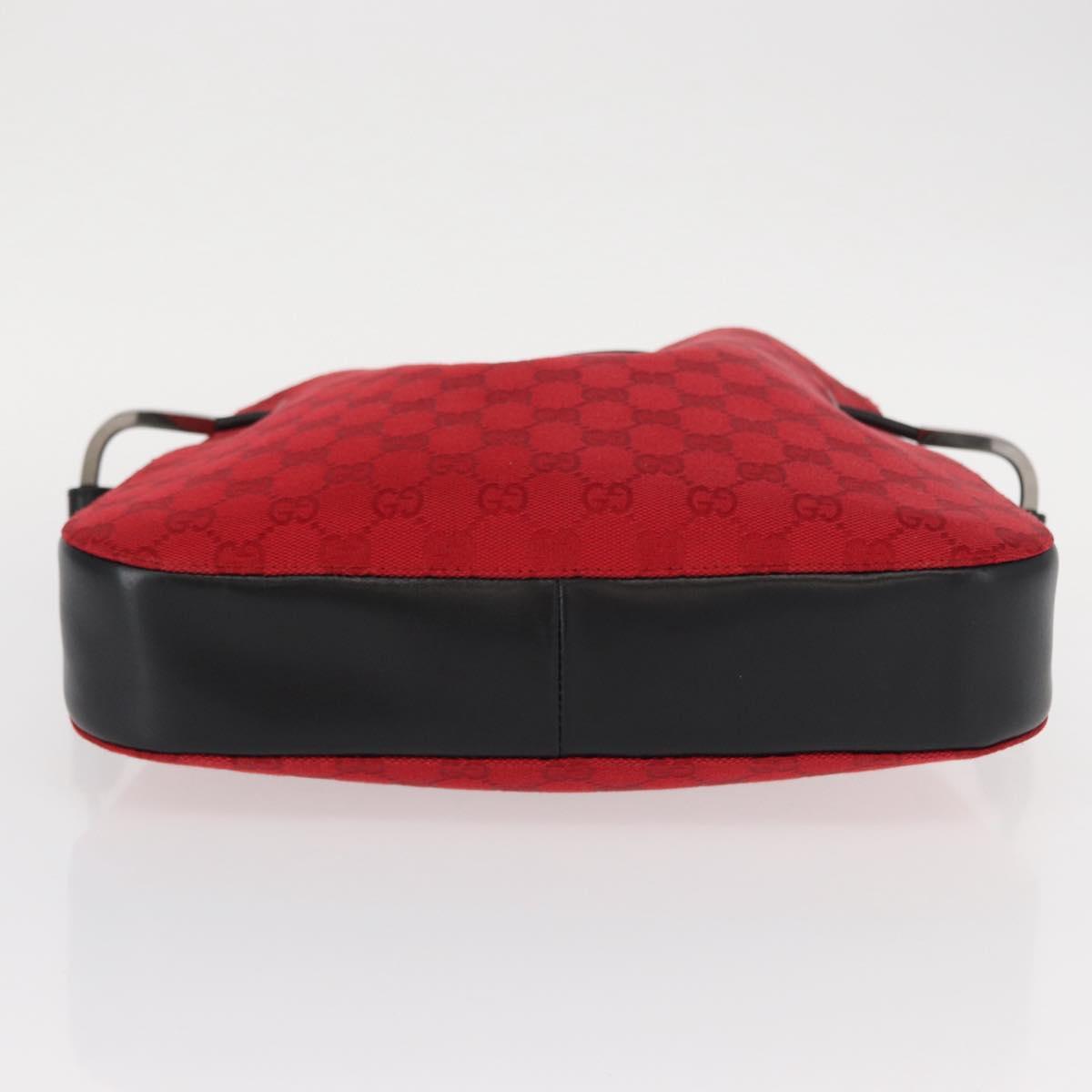 GUCCI GG Canvas Shoulder Bag Silver Red 001 3748 Auth 154662