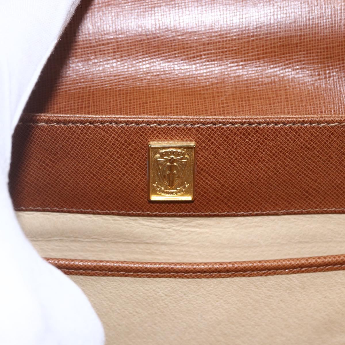 GUCCI Shoulder Bag Leather Beige Gold Auth 154663