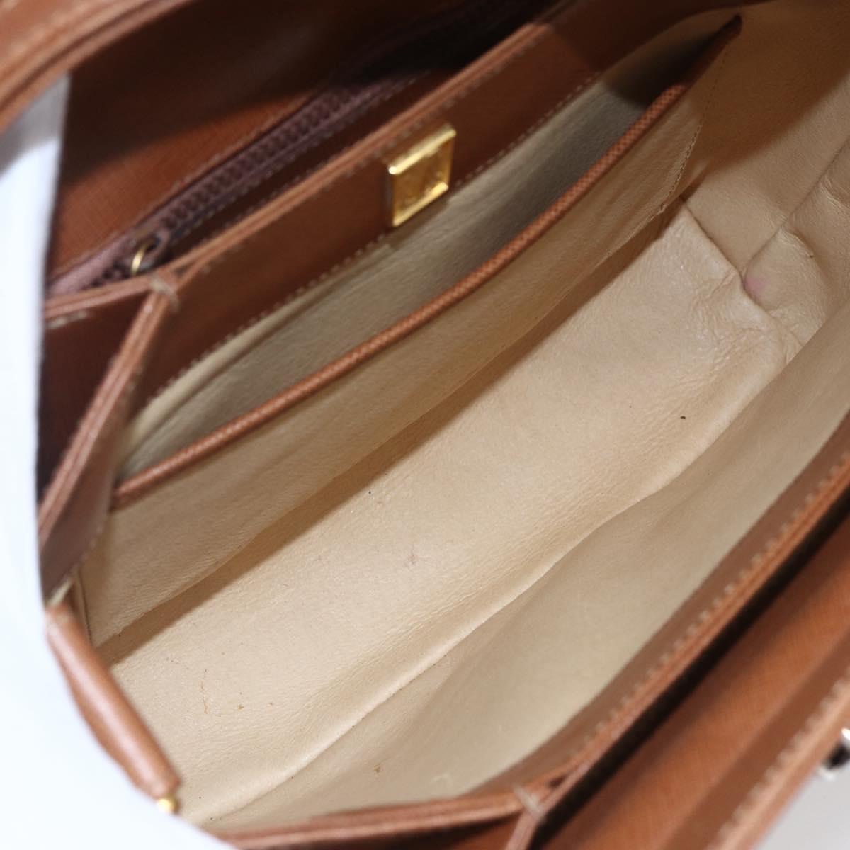 GUCCI Shoulder Bag Leather Beige Gold Auth 154663