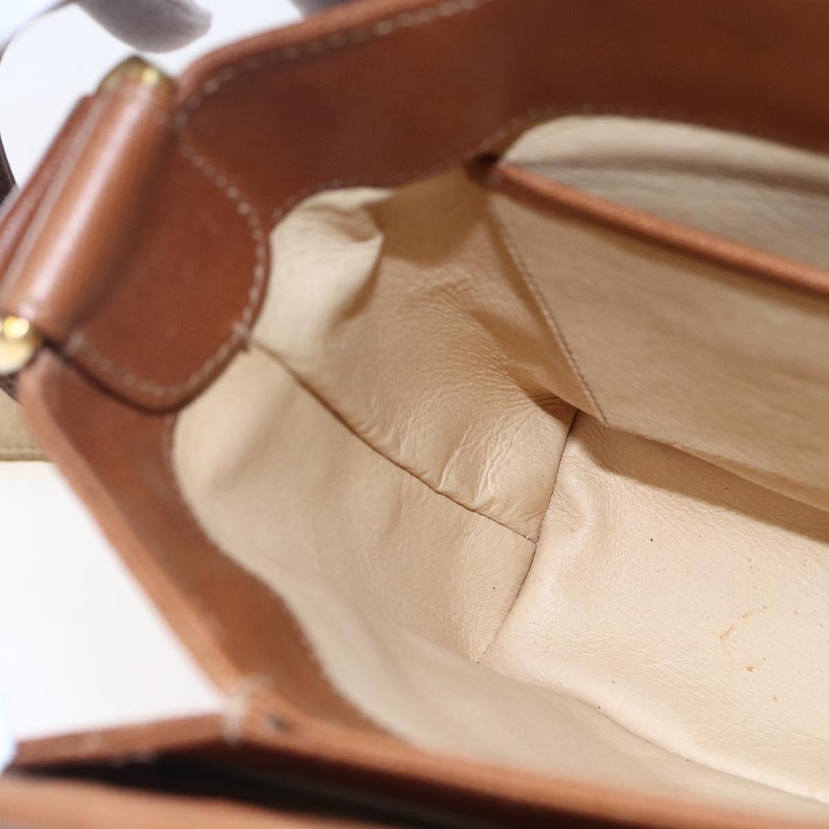 GUCCI Shoulder Bag Leather Beige Gold Auth 154663