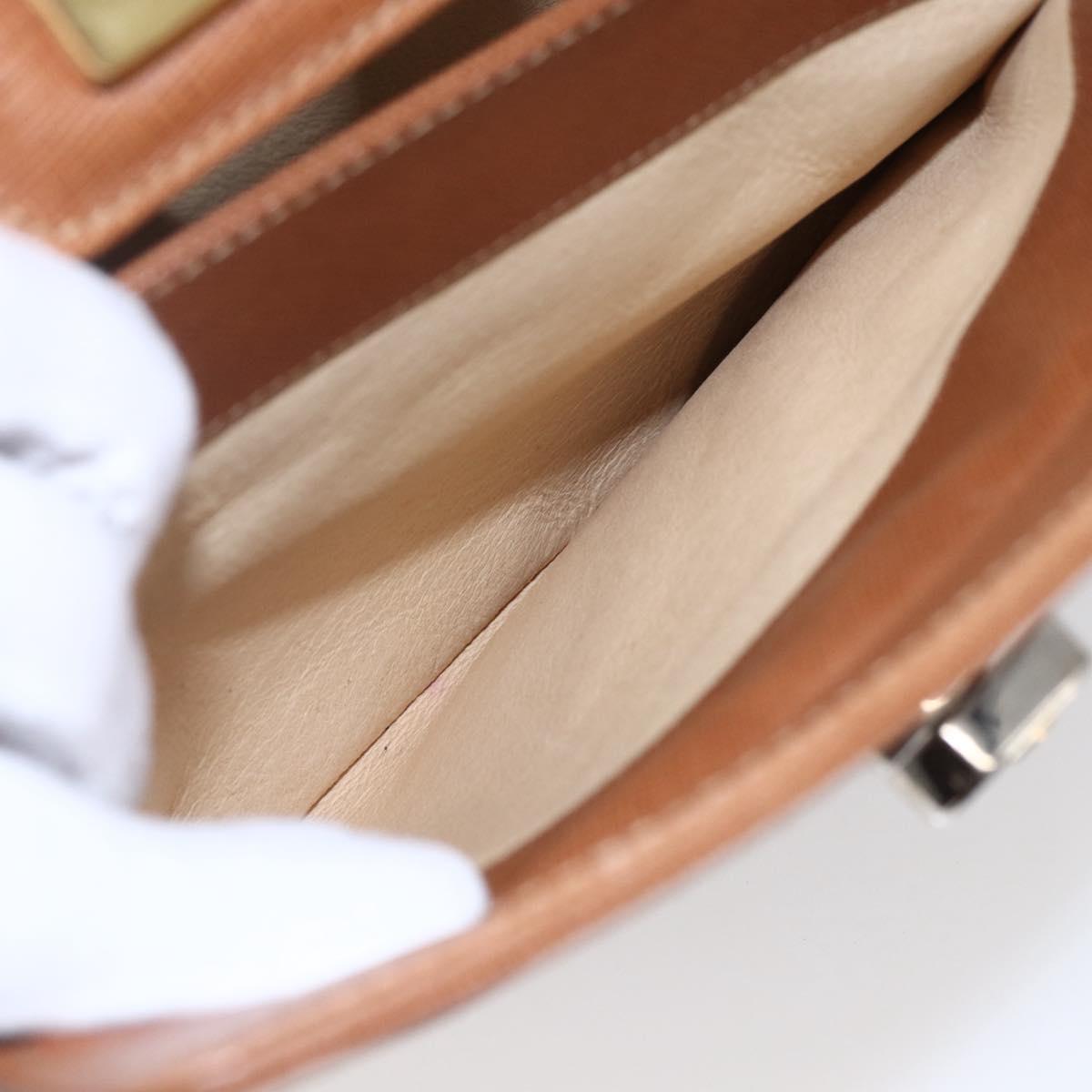 GUCCI Shoulder Bag Leather Beige Gold Auth 154663