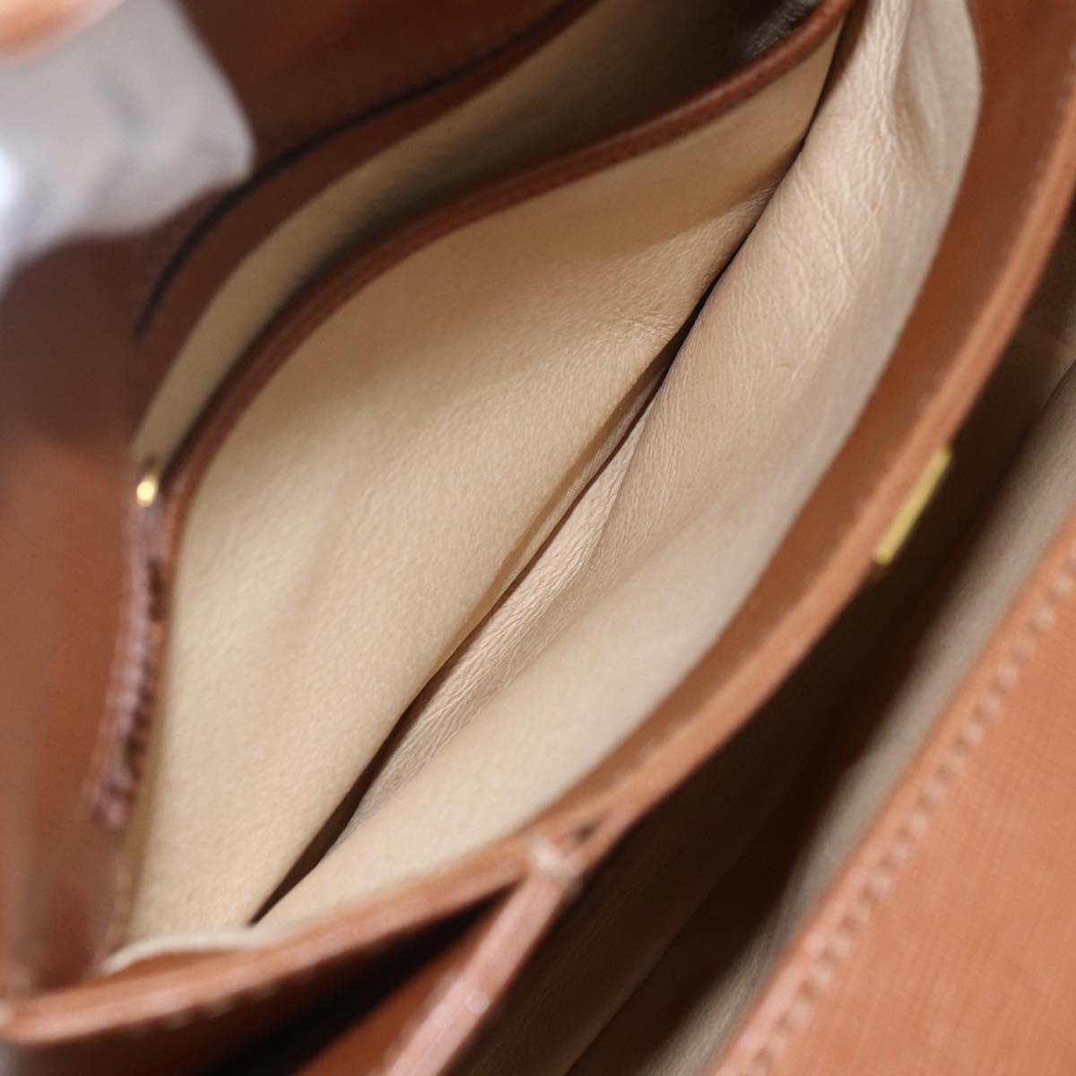 GUCCI Shoulder Bag Leather Beige Gold Auth 154663