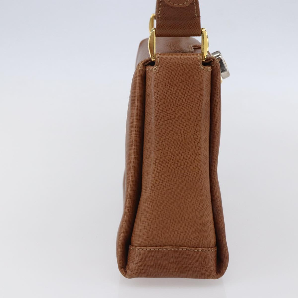 GUCCI Shoulder Bag Leather Beige Gold Auth 154663