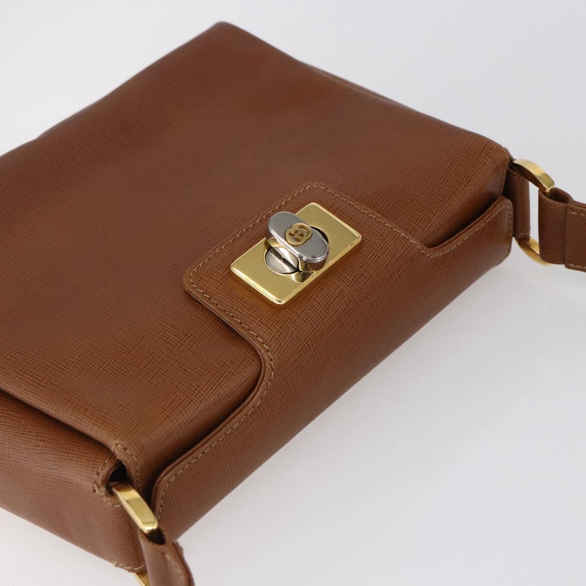 GUCCI Shoulder Bag Leather Beige Gold Auth 154663