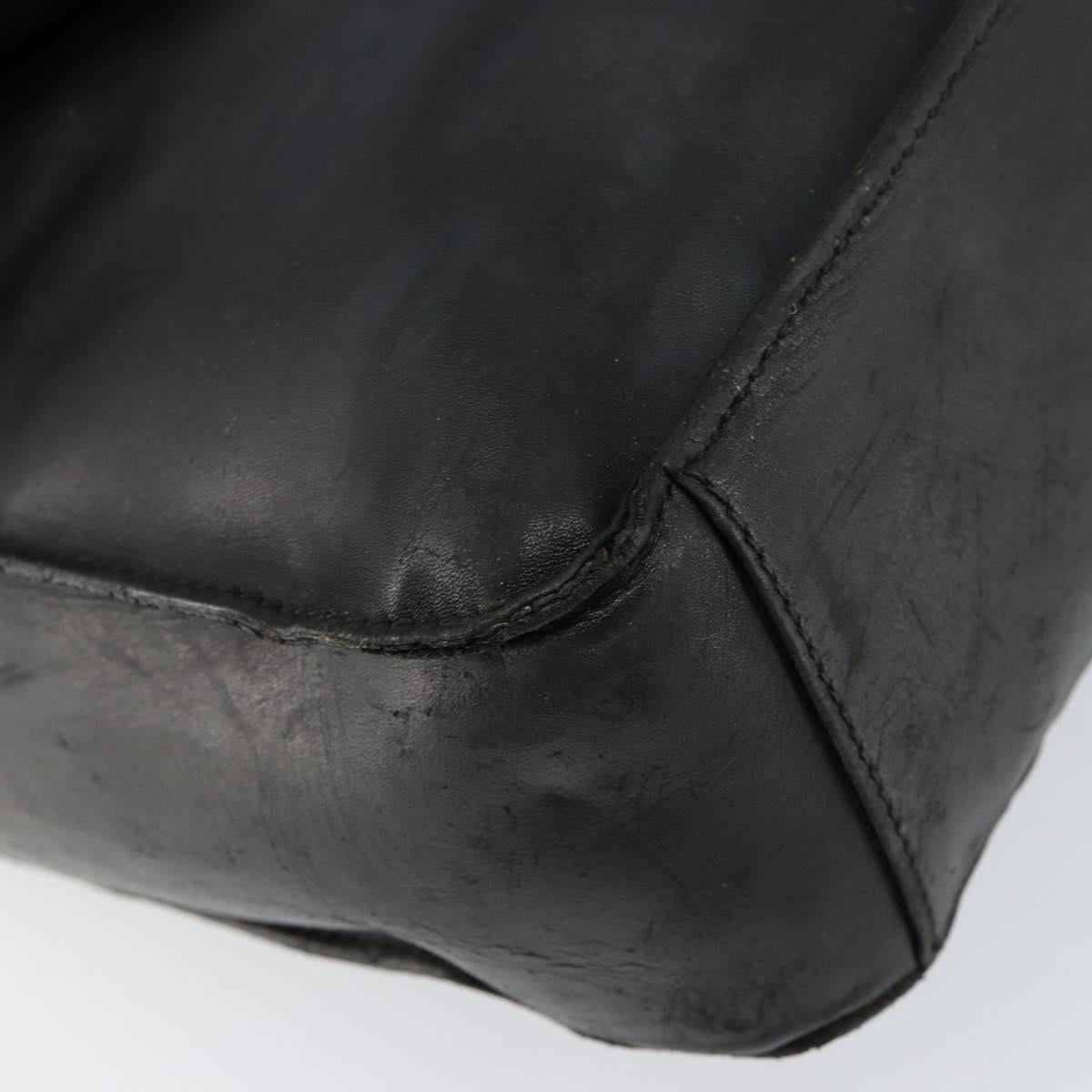 GUCCI Web Sherry Line Shoulder Bag Leather Black Gold Red Auth 154664