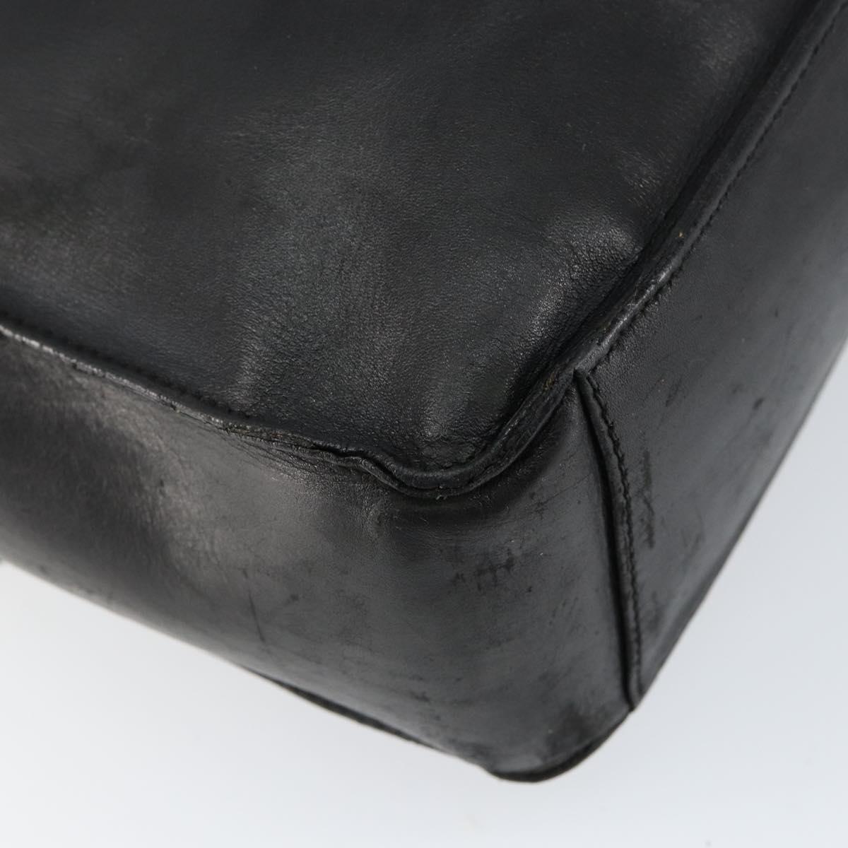 GUCCI Web Sherry Line Shoulder Bag Leather Black Gold Red Auth 154664