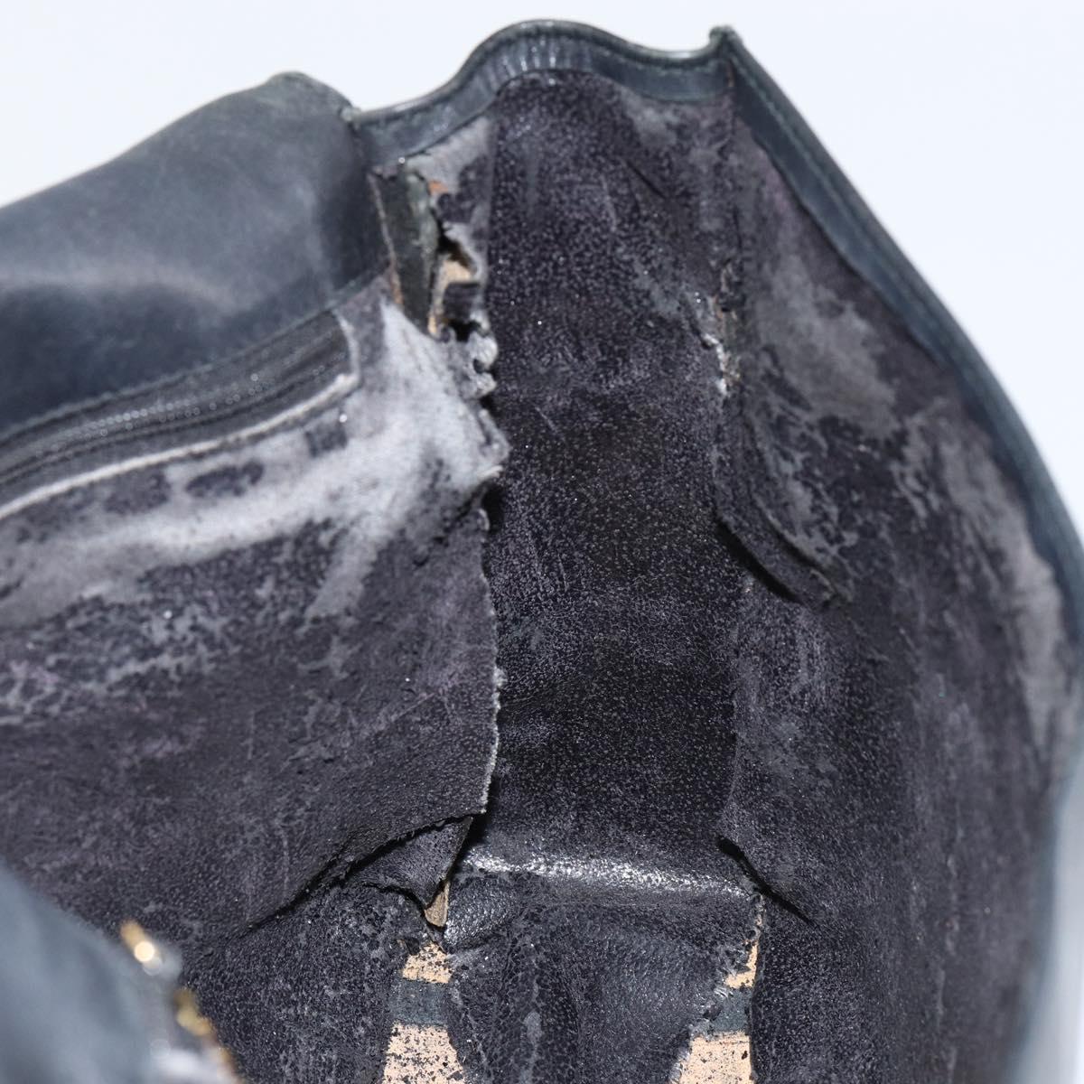 GUCCI Web Sherry Line Shoulder Bag Leather Black Gold Red Auth 154664