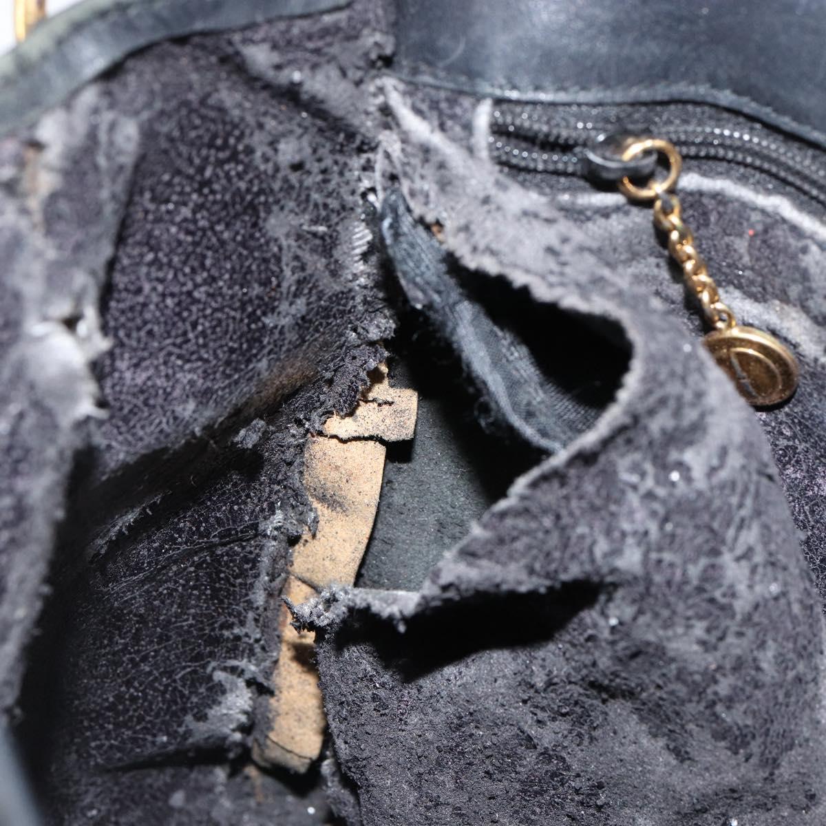 GUCCI Web Sherry Line Shoulder Bag Leather Black Gold Red Auth 154664