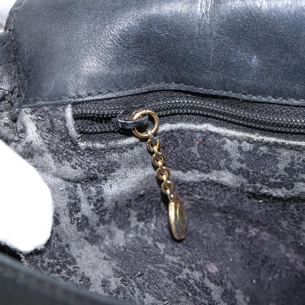 GUCCI Web Sherry Line Shoulder Bag Leather Black Gold Red Auth 154664