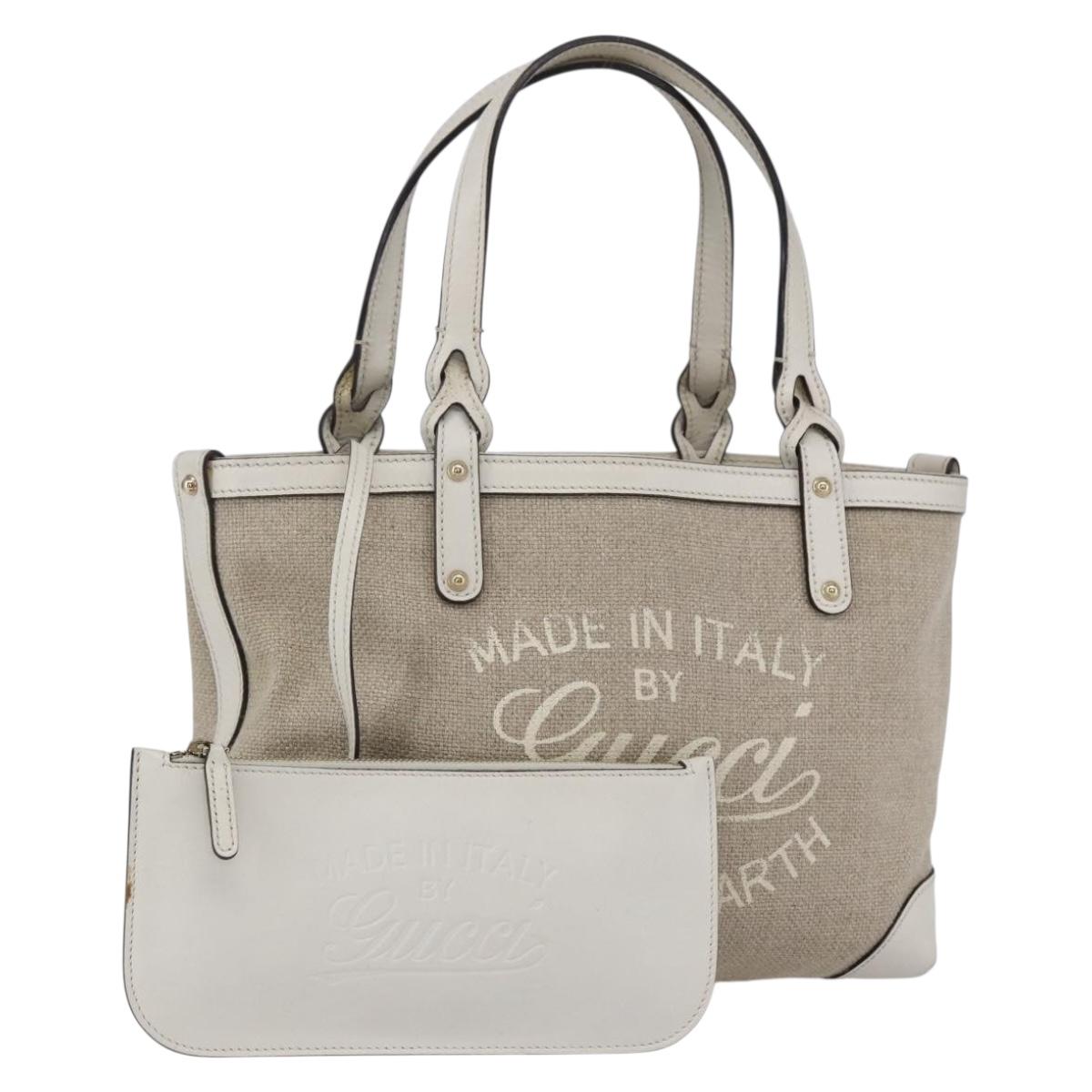 GUCCI Gucci Craft Hand Bag Canvas Beige Gold 269878 Auth 154666