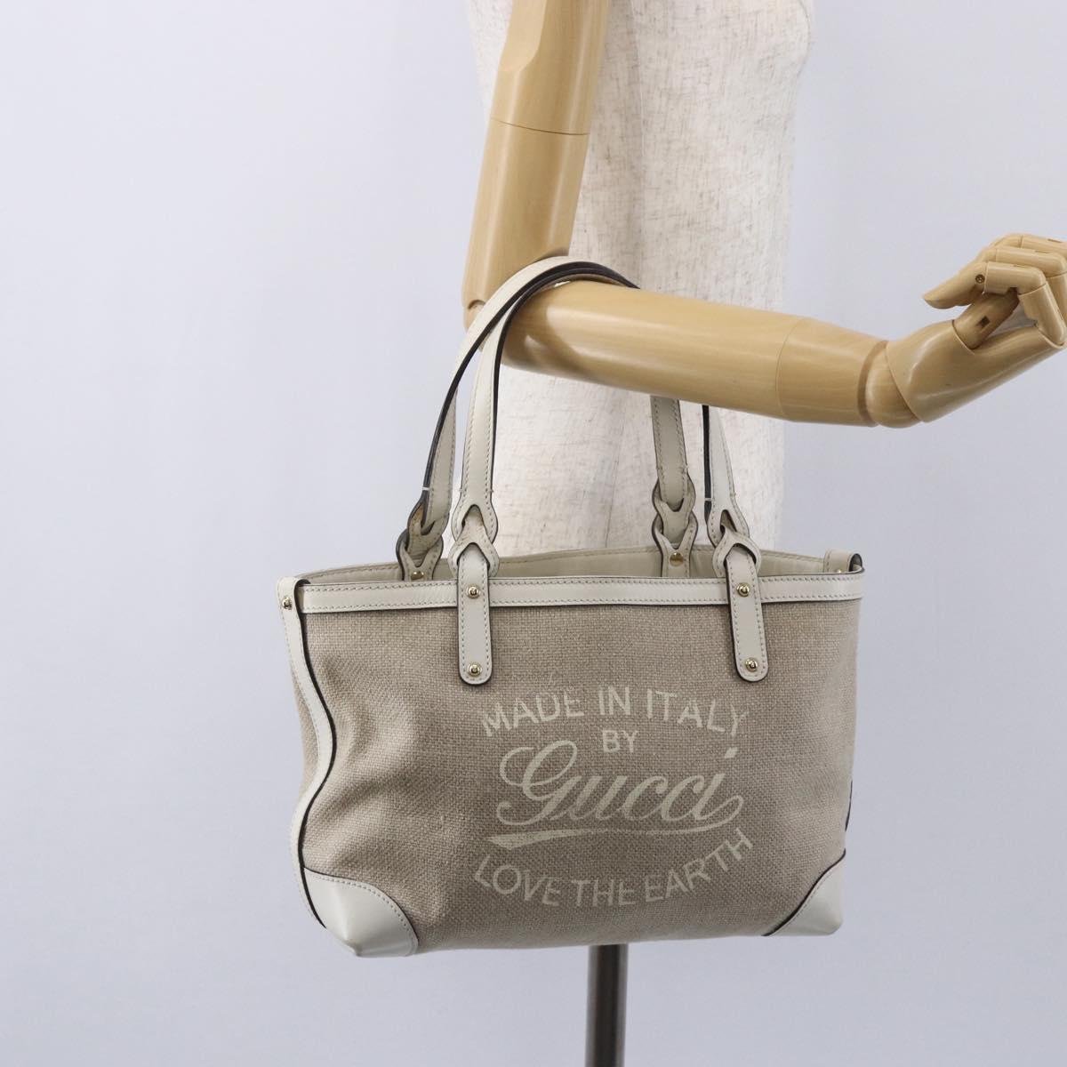GUCCI Gucci Craft Hand Bag Canvas Beige Gold 269878 Auth 154666