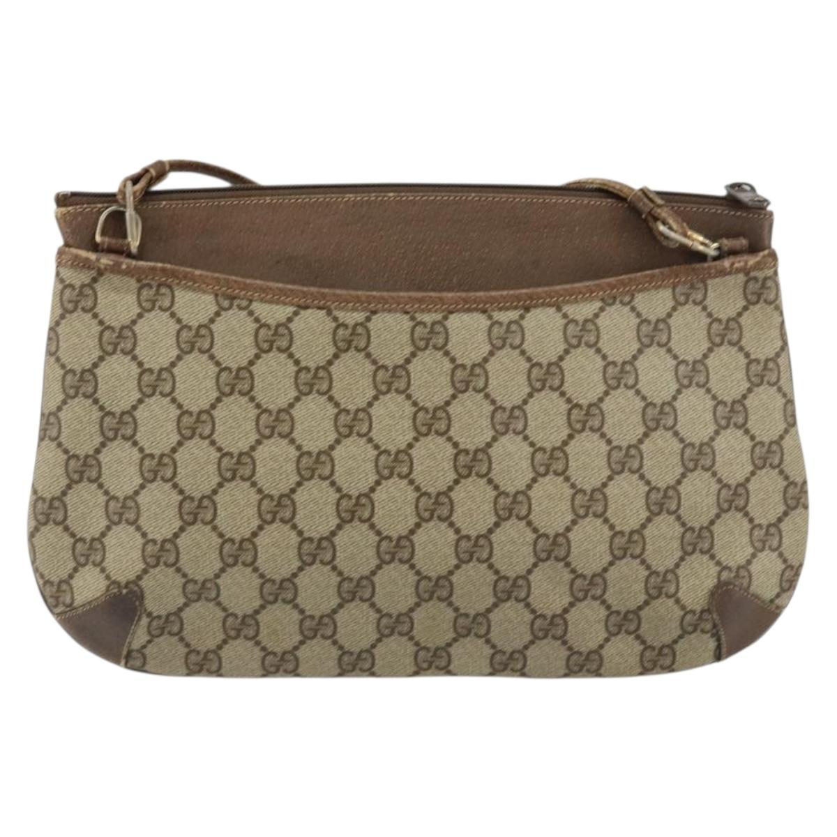 GUCCI GG Supreme Web Sherry Line Bag PVC Beige Gold 904 02 026 Auth 154668