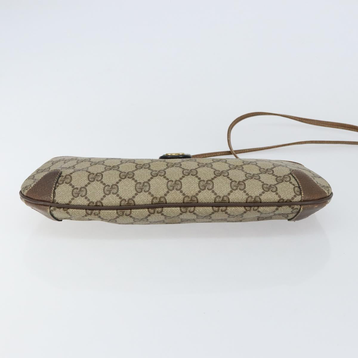 GUCCI GG Supreme Web Sherry Line Bag PVC Beige Gold 904 02 026 Auth 154668
