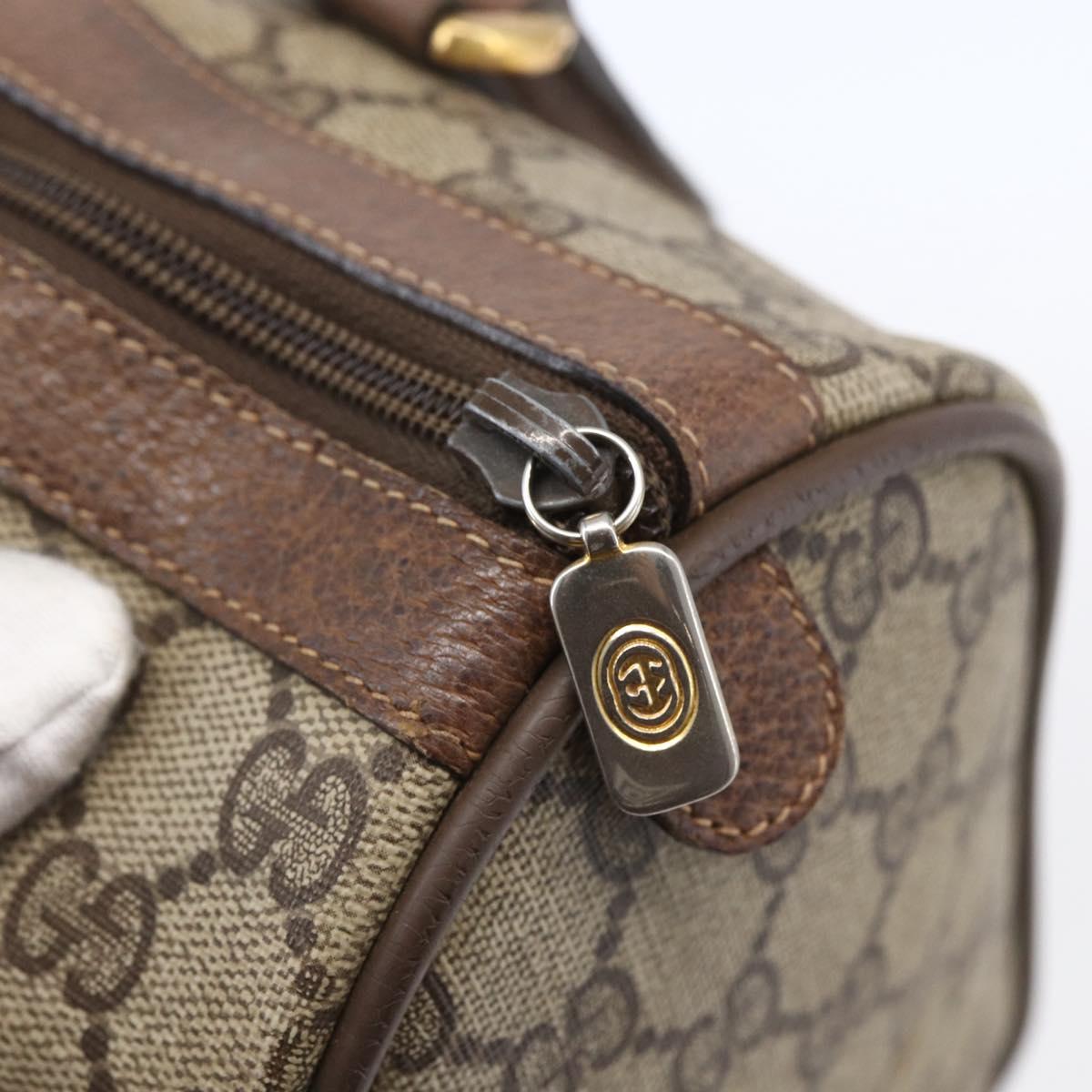 GUCCI GG Supreme Web Sherry Line Bag PVC Beige Gold 116 02 006 Auth 154669