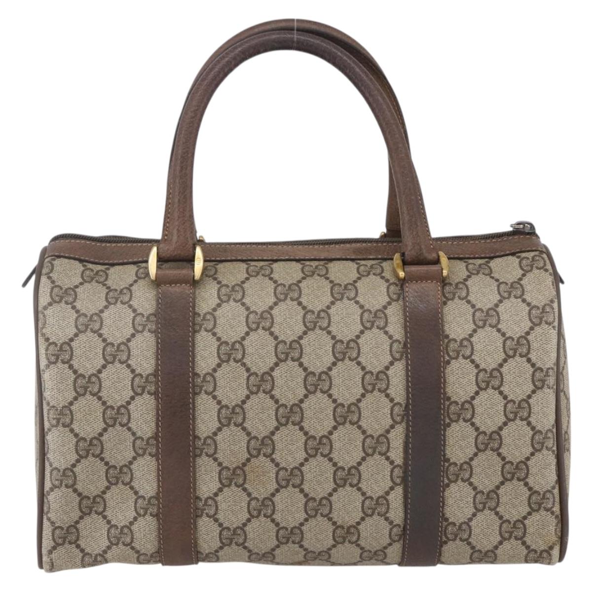 GUCCI GG Supreme Web Sherry Line Bag PVC Beige Gold 116 02 006 Auth 154669