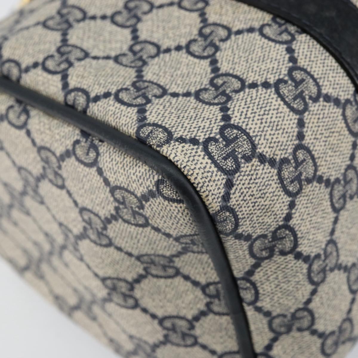 GUCCI GG Supreme Sherry Line Boston Bag PVC Navy Gold 378 012 3841 Auth 154670