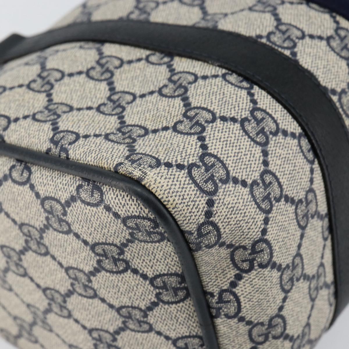 GUCCI GG Supreme Sherry Line Boston Bag PVC Navy Gold 378 012 3841 Auth 154670