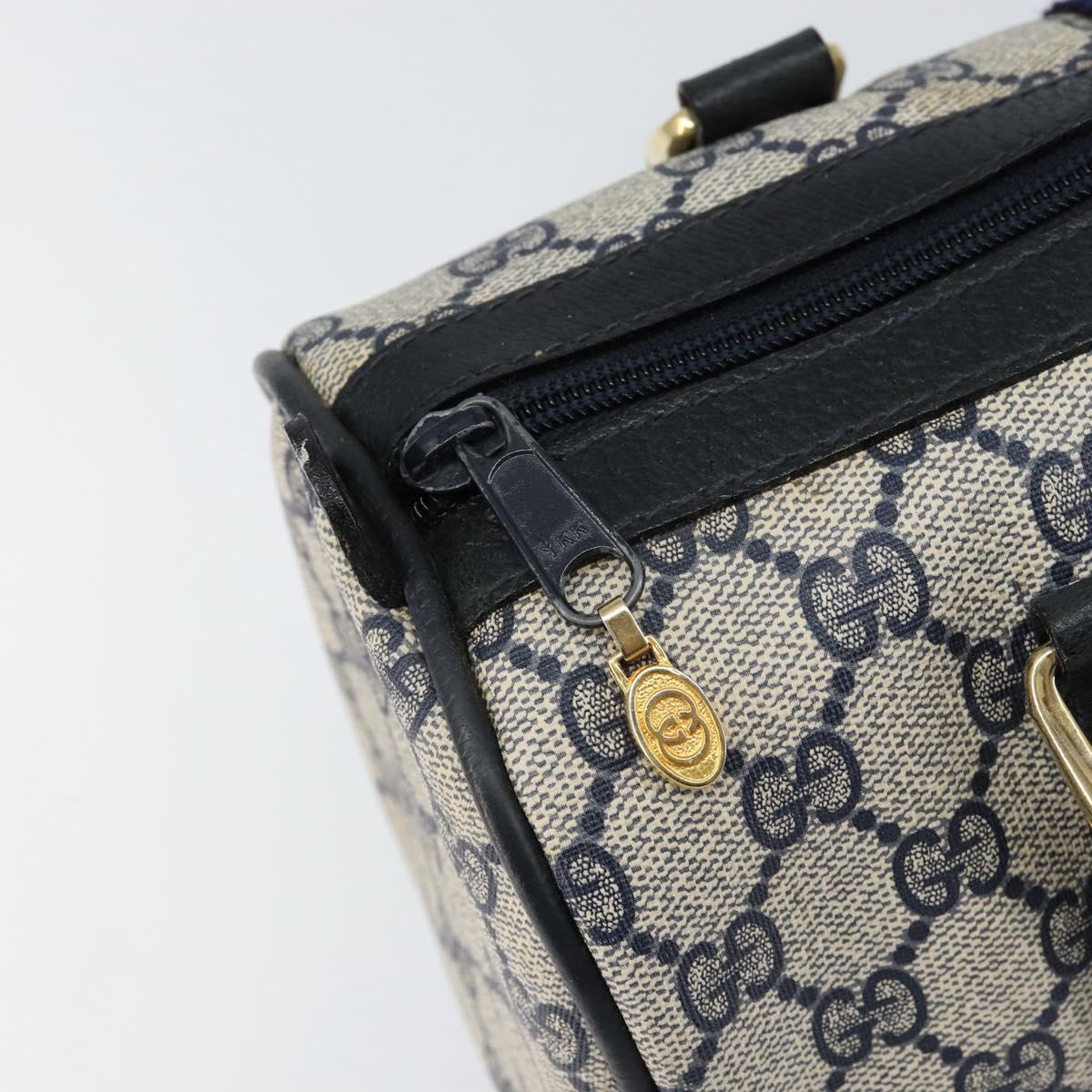 GUCCI GG Supreme Sherry Line Boston Bag PVC Navy Gold 378 012 3841 Auth 154670