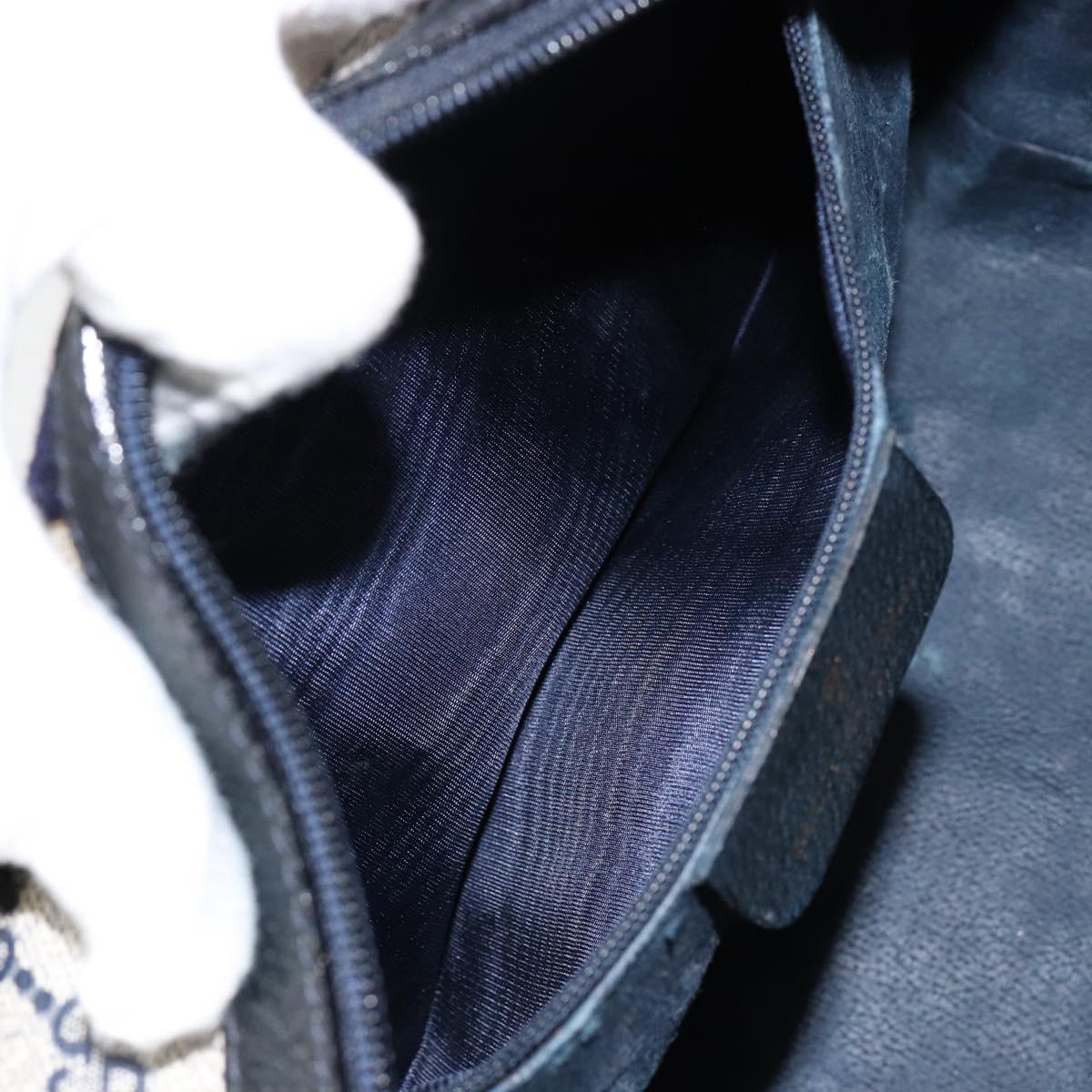 GUCCI GG Supreme Sherry Line Boston Bag PVC Navy Gold 378 012 3841 Auth 154670