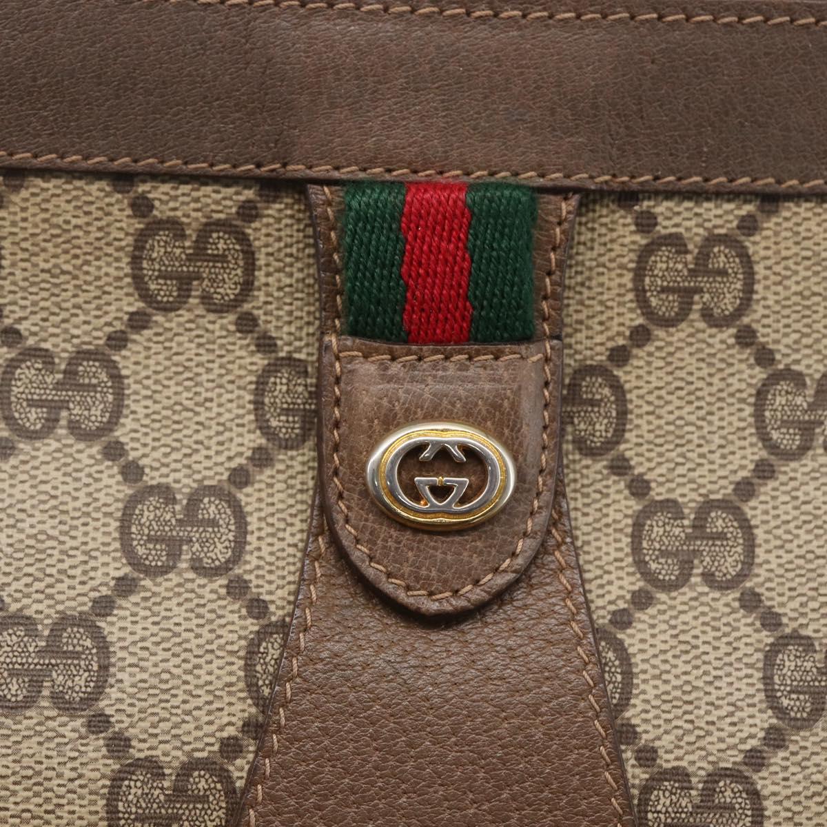 GUCCI GG Supreme Web Sherry Line Clutch Bag PVC Red Beige 89 01 033 Auth 154671