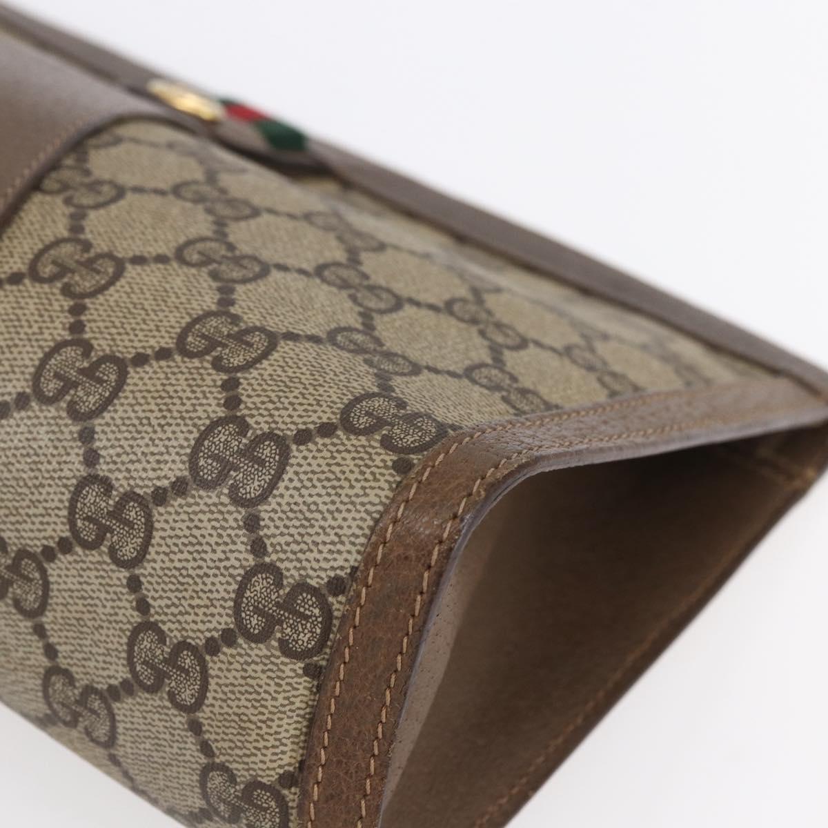 GUCCI GG Supreme Web Sherry Line Clutch Bag PVC Red Beige 89 01 033 Auth 154671