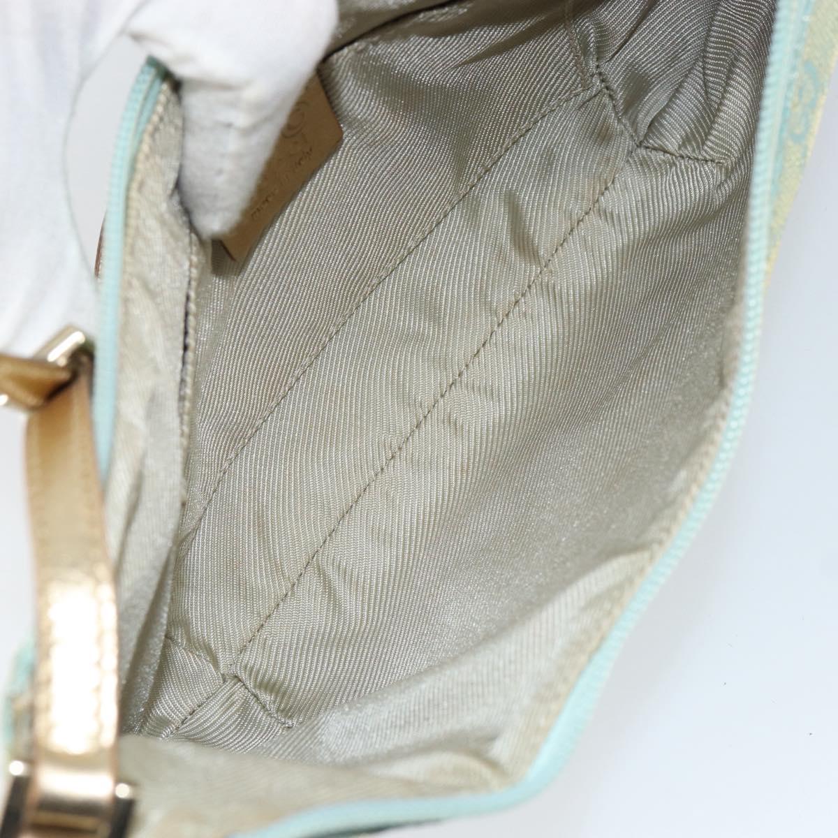 GUCCI GG Canvas Shoulder Bag Outlet Light Blue Gold 005 0813 Auth 154672