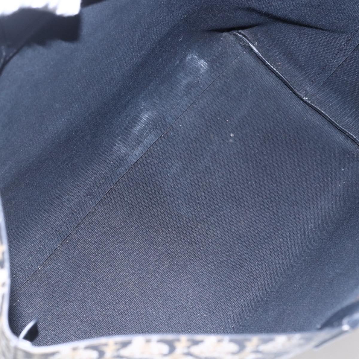 Salvatore Ferragamo Gancini Tote Bag Canvas Navy Gold Auth 154673