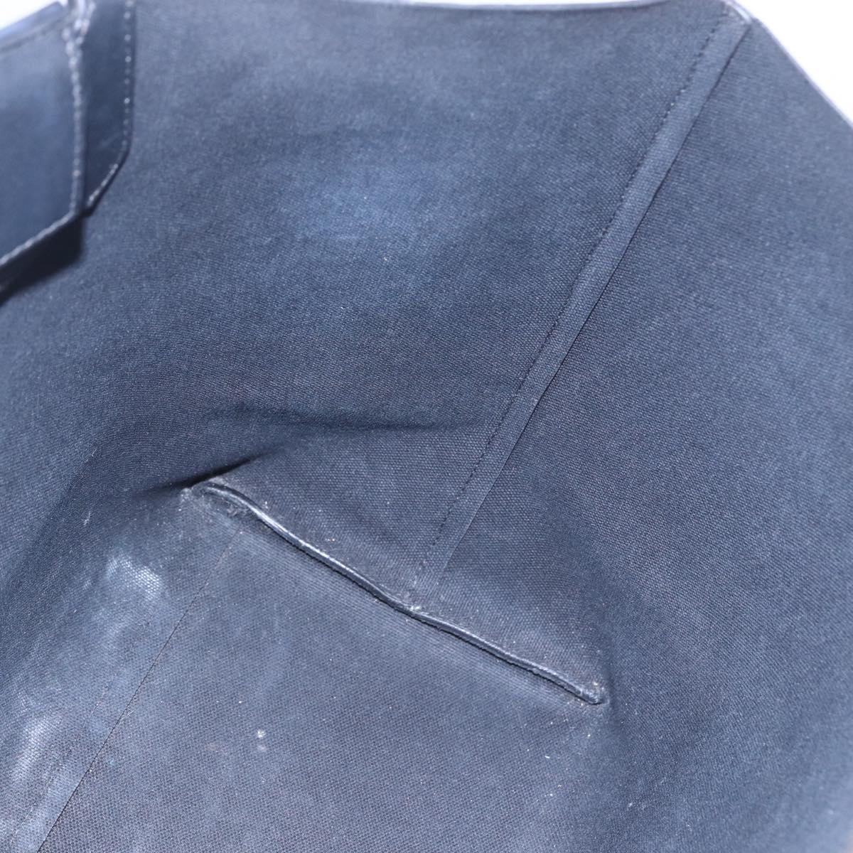 Salvatore Ferragamo Gancini Tote Bag Canvas Navy Gold Auth 154673