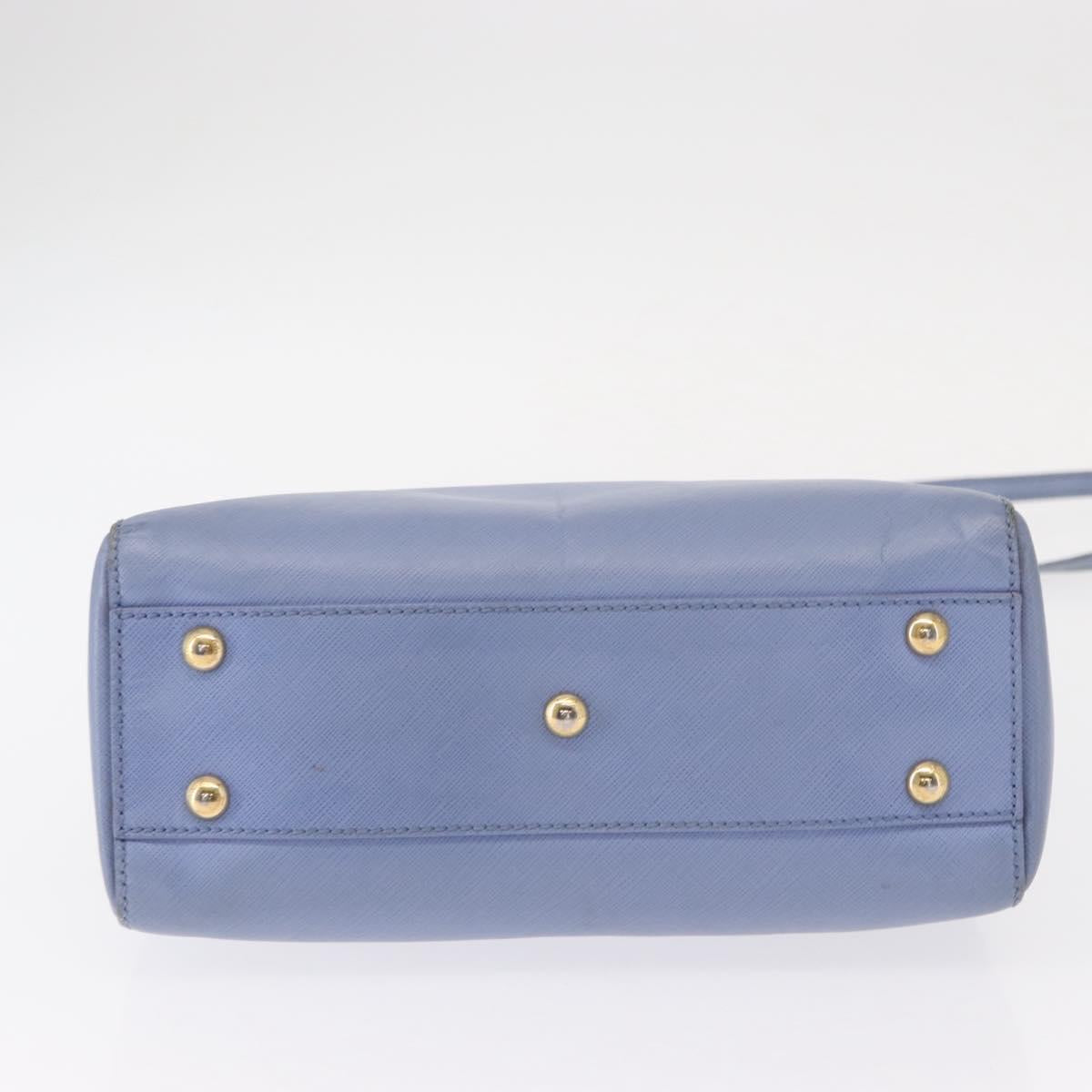 Salvatore Ferragamo Gancini Hand Bag Leather 2way Light Blue Gold Auth 154674