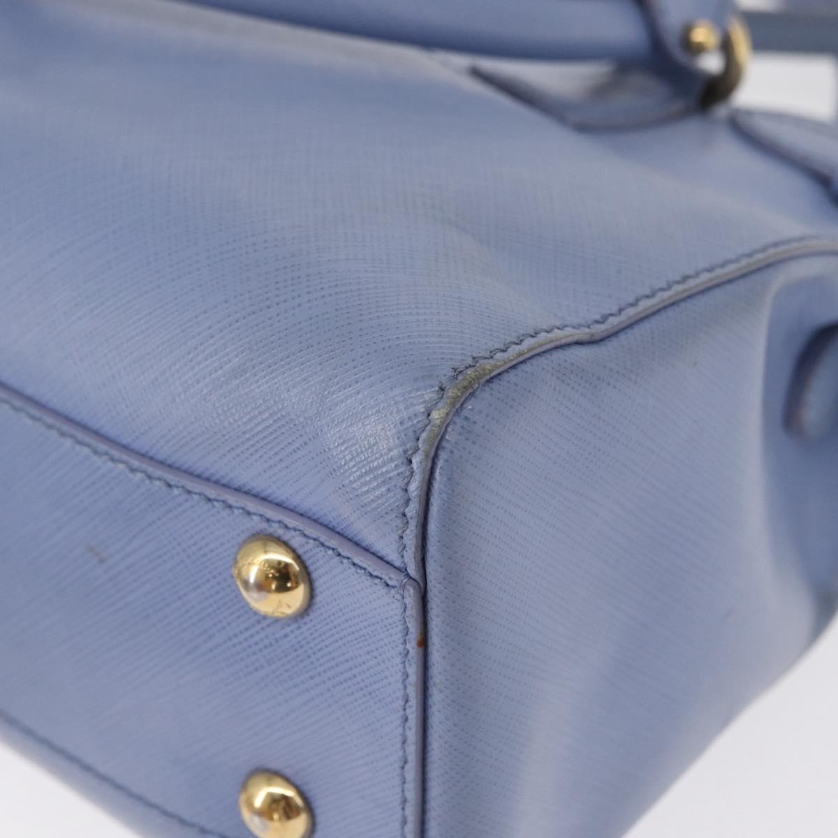 Salvatore Ferragamo Gancini Hand Bag Leather 2way Light Blue Gold Auth 154674