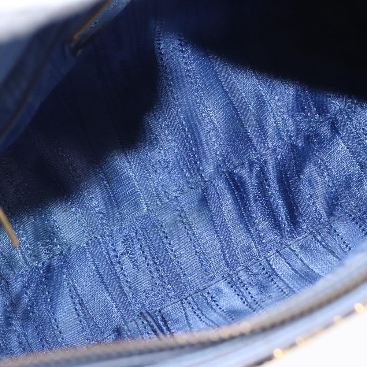 Salvatore Ferragamo Gancini Hand Bag Leather 2way Light Blue Gold Auth 154674