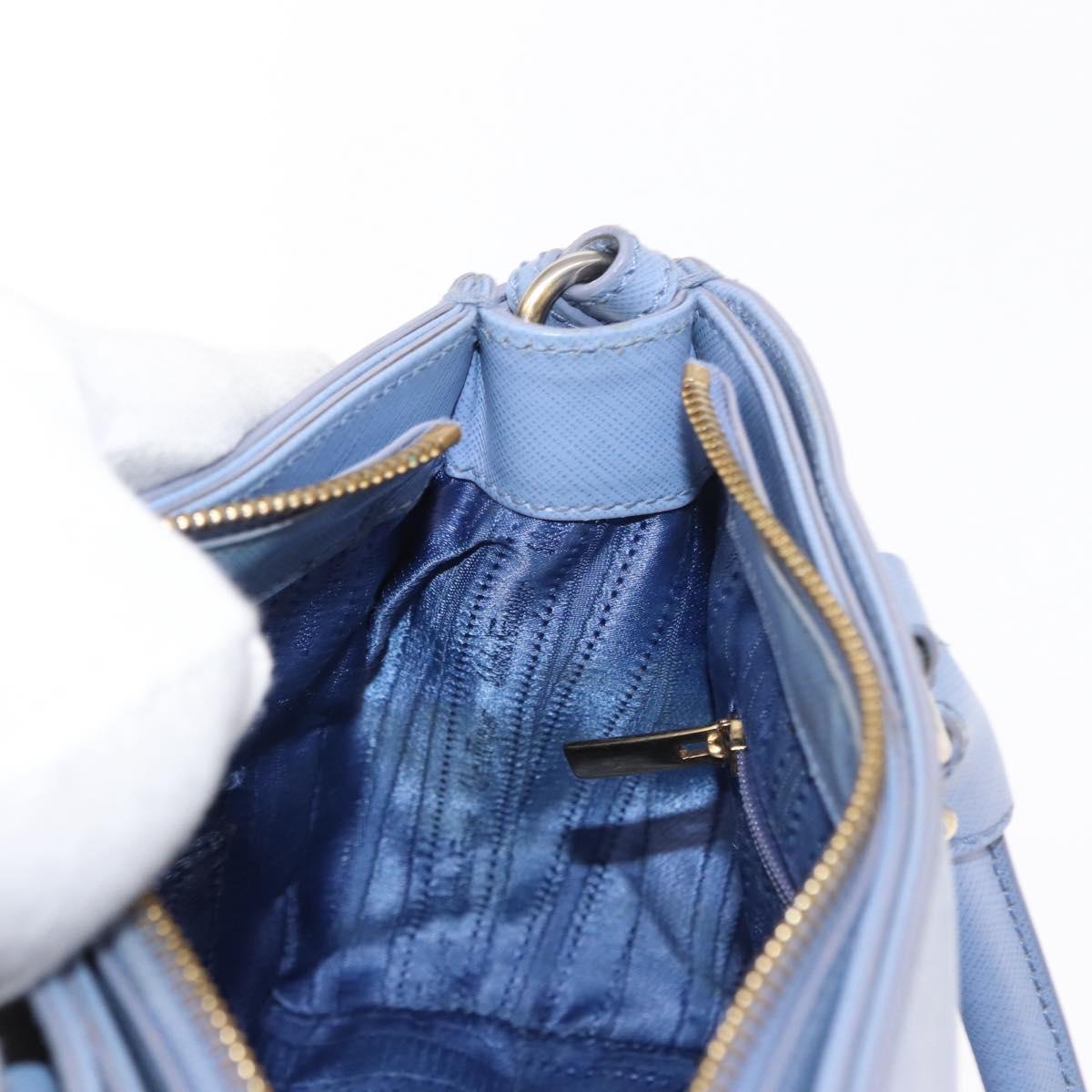 Salvatore Ferragamo Gancini Hand Bag Leather 2way Light Blue Gold Auth 154674