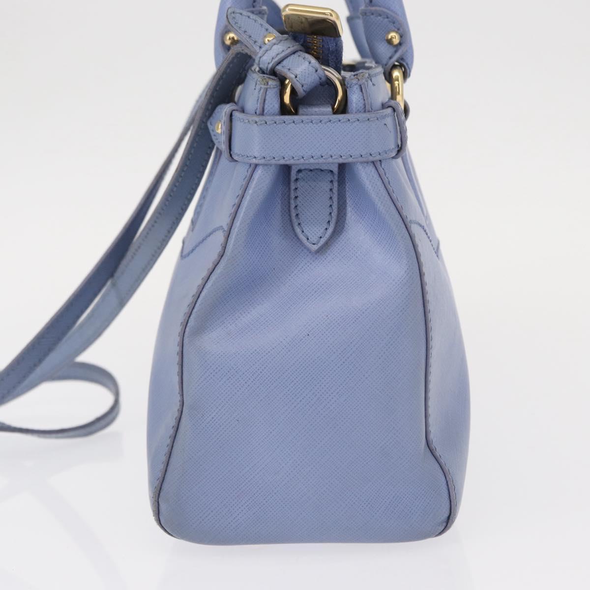 Salvatore Ferragamo Gancini Hand Bag Leather 2way Light Blue Gold Auth 154674