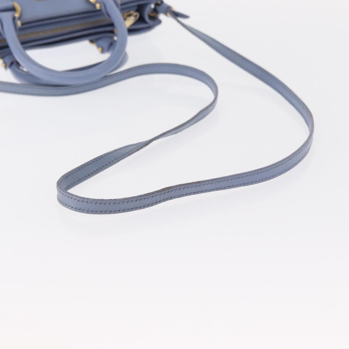 Salvatore Ferragamo Gancini Hand Bag Leather 2way Light Blue Gold Auth 154674