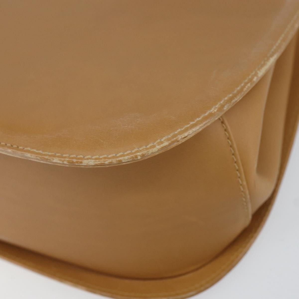 Salvatore Ferragamo Gancini Hand Bag Leather Beige Gold Auth 154675