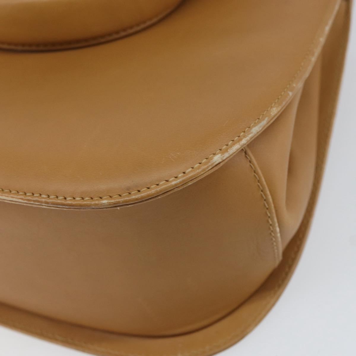 Salvatore Ferragamo Gancini Hand Bag Leather Beige Gold Auth 154675