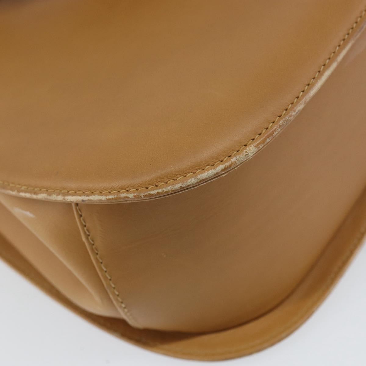 Salvatore Ferragamo Gancini Hand Bag Leather Beige Gold Auth 154675
